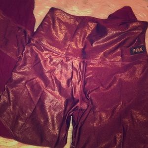 Shimmer PINK Capri workout leggings